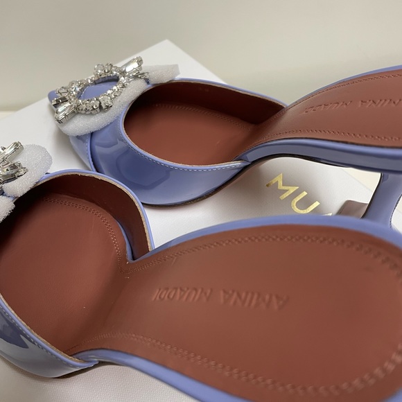 Amina Muaddi Begum 95 Crystal Leather Mules - Picture 4 of 6